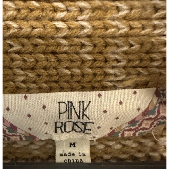 Pink Rose Open front Cardigan Size Medium Chunky Cozy - Picture 3 of 8